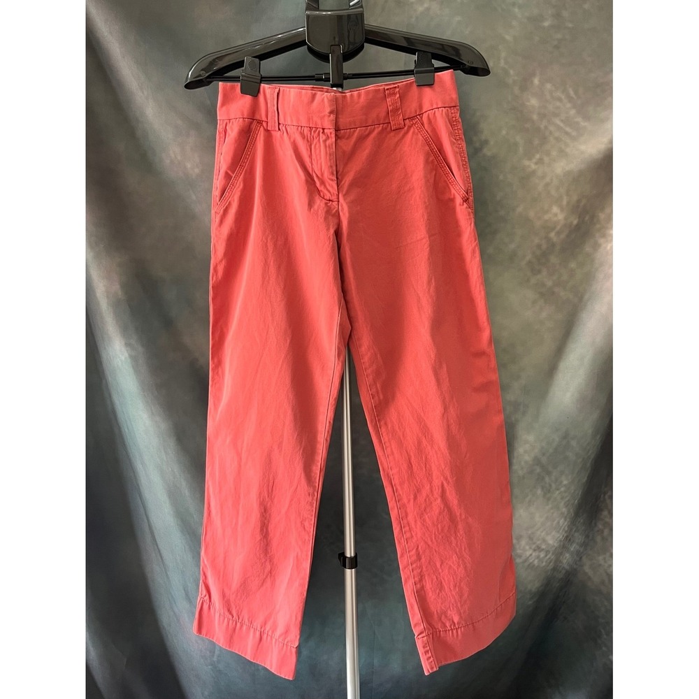 J Crew Classic Twill Chino Pants Ankle Women's Size 2S Coral Cotton - Picture 1 of 4
